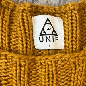 UNIF Mustard Yellow Knit Cropped Sweater